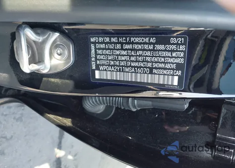 2021 Porsche Taycan z USA, uszkodzony, nr VIN WP0AA2Y11MSA16070